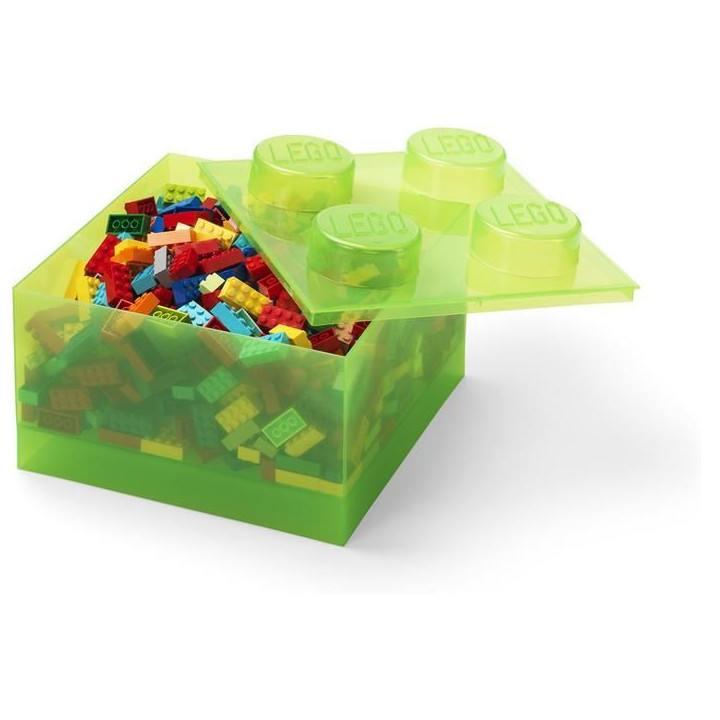 LEGO úložný box s víkem 250x250x180mm - třpytivá růžová