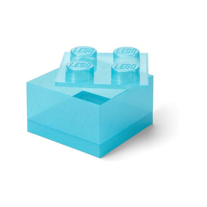 LEGO úložný box s víkem 250x250x180mm - třpytivá modrá