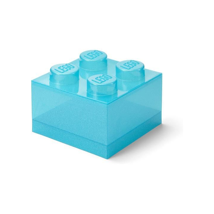 LEGO úložný box s víkem 250x250x180mm - třpytivá modrá