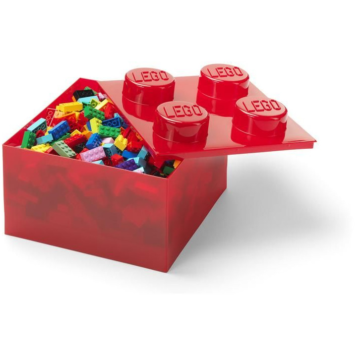 LEGO úložný box s víkem 250x250x180mm - třpytivá modrá