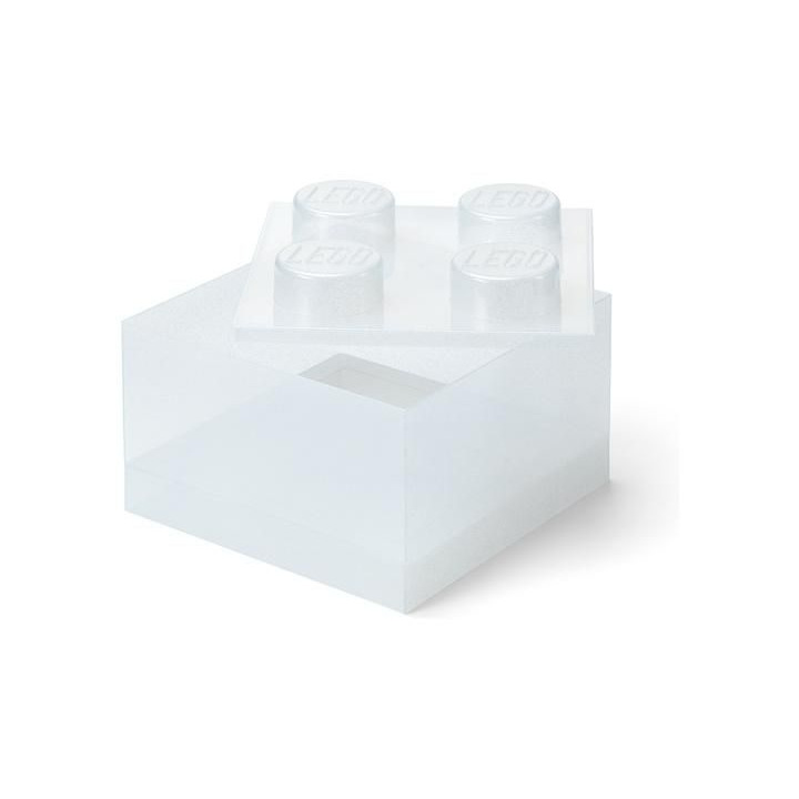 LEGO úložný box s víkem 250x250x180mm - třpytivá průhledná