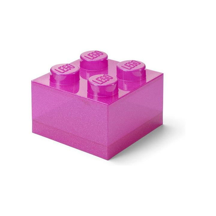 LEGO úložný box s víkem 250x250x180mm - třpytivá průhledná
