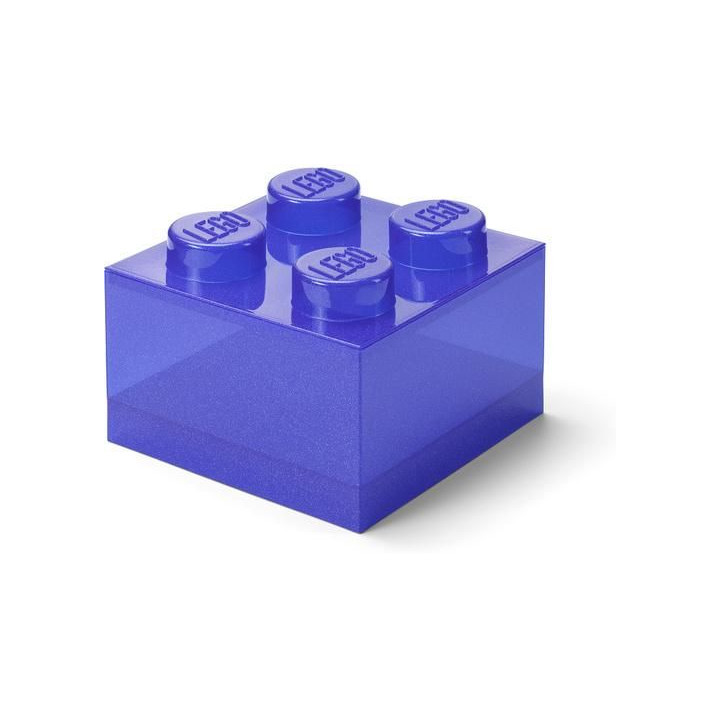 LEGO úložný box s víkem 250x250x180mm - průhledná červená