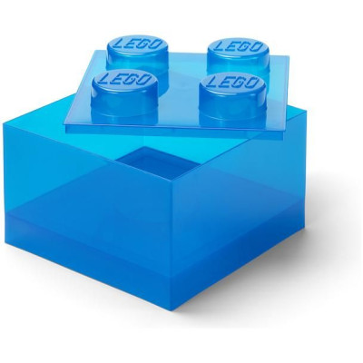 LEGO úložný box s víkem 250x250x180mm - průhledná modrá