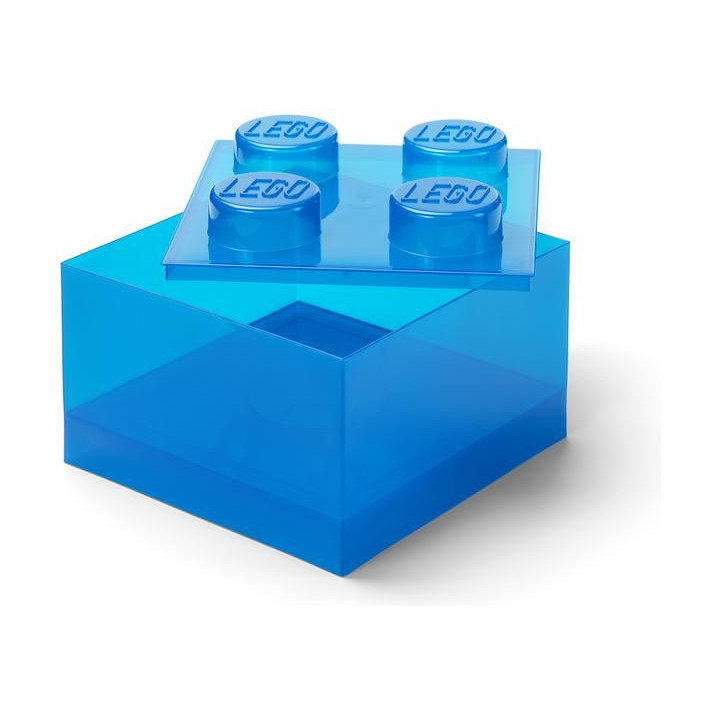 LEGO úložný box s víkem 250x250x180mm - průhledná modrá
