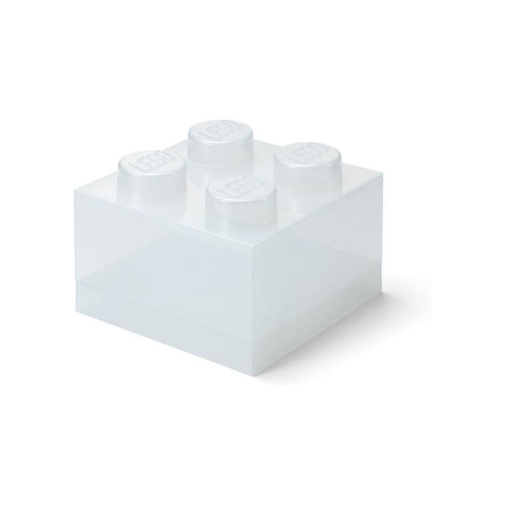 LEGO úložný box s víkem 250x250x180mm - průhledná modrá