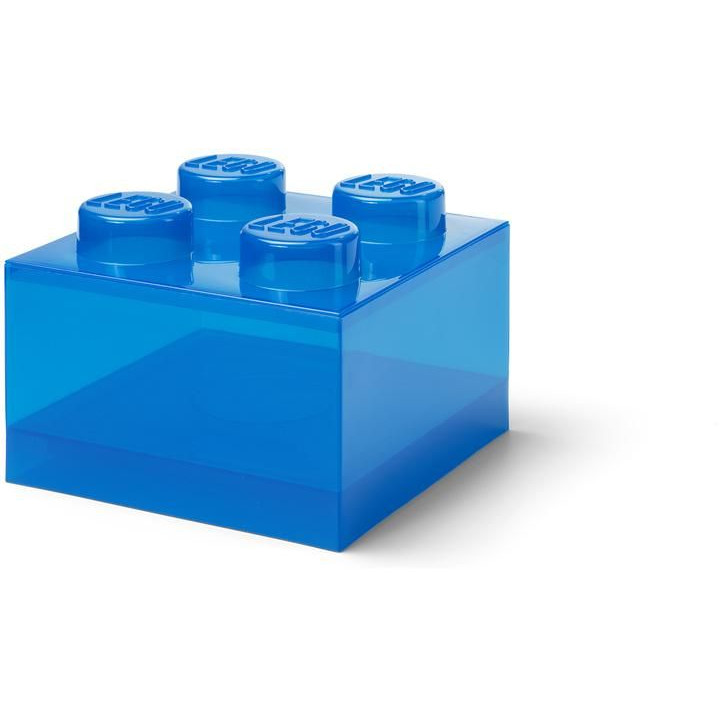 LEGO úložný box s víkem 250x250x180mm - průhledná modrá