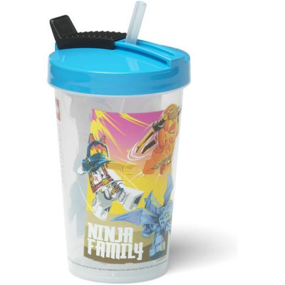 LEGO láhev s brčkem 0.5L - Ninjago modrá