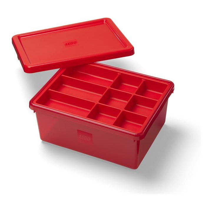 LEGO úložný box s organizérem červený
