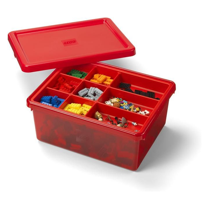 LEGO úložný box s organizérem červený