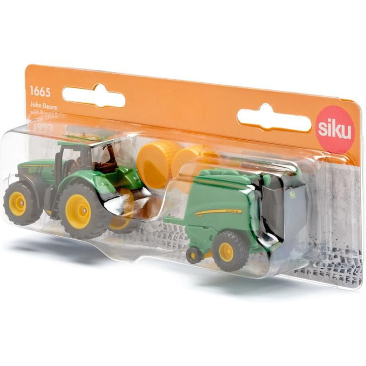 SIKU Blister - John Deere traktor s balíkovačkou