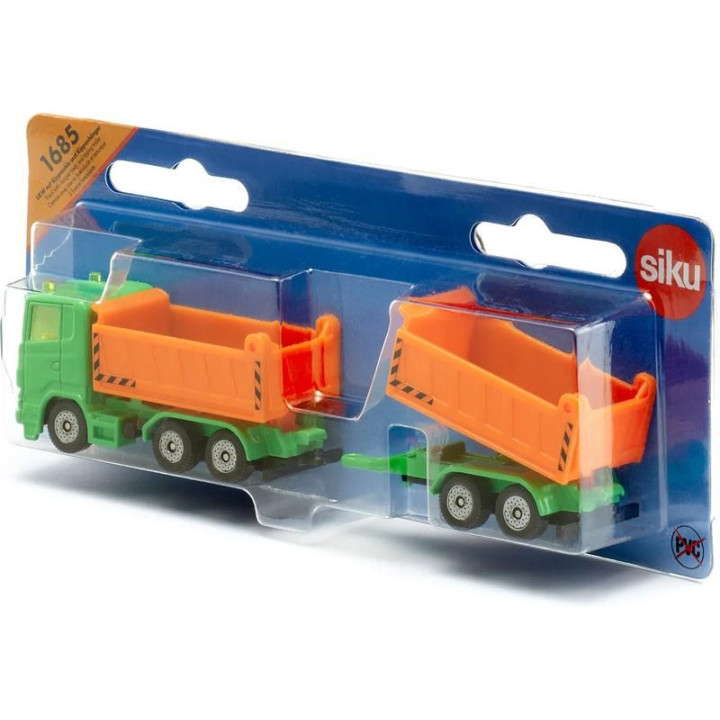 SIKU Blister - Nákladní auto se sklápěcí korbou a vlekem