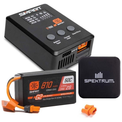 Spektrum Smart Powerstage Surface Bundle: 810mAh 2S 50C LiPo Battery (IC2) / S100 Charger / 65W Power Supply