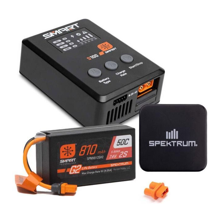 Spektrum Smart Powerstage Surface Bundle: 810mAh 2S 50C LiPo Battery (IC2) / S100 Charger / 65W Power Supply