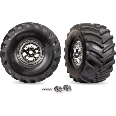 Traxxas kolo, disk chromovaný, pneu Terra Groove (pár)