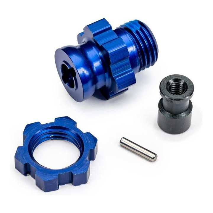 Traxxas náboj kola krátký 17mm s drážkami modrý