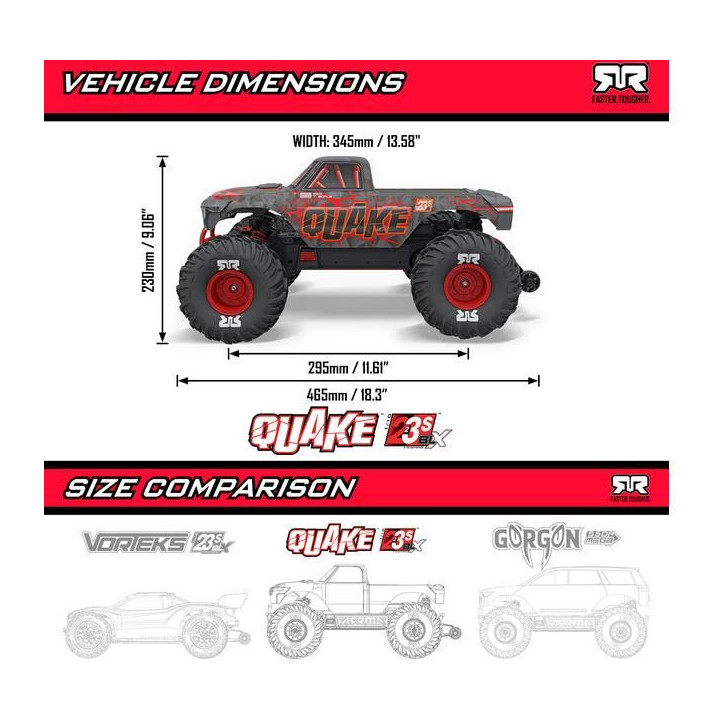 Arrma Quake 223S BLX 2WD 1:10 RTR červená