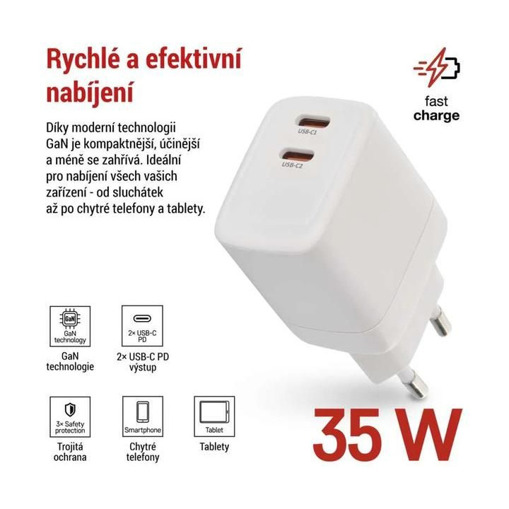 Síťový USB adaptér (zdroj) GaN PD 35W