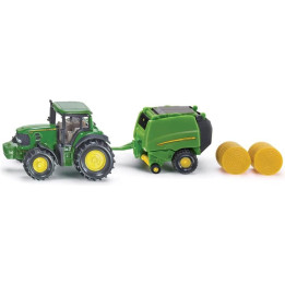 SIKU Blister - John Deere traktor s balíkovačkou