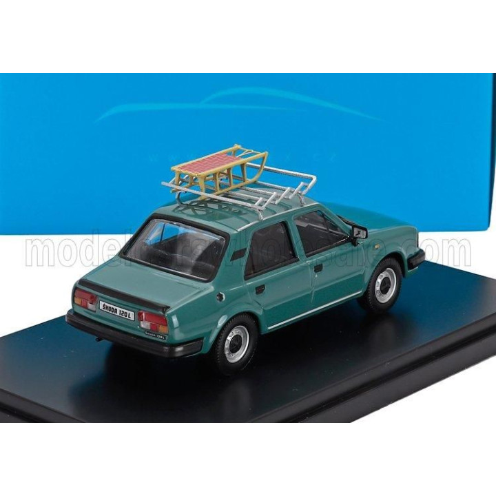 ABREX ŠKODA 120L 1984 WITH SNOW SLEDGE - CON SLITTINO - TURQUOISE 1/42