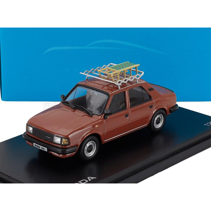 ABREX ŠKODA 120L 1984 WITH SNOW SLEDGE - CON SLITTINO - BROWN 1/43