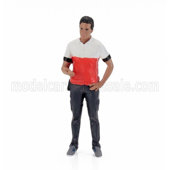 AMERICAN DIORAMA FIGURES MAN RACE CREW IV - BLACK RED WHITE 1/24