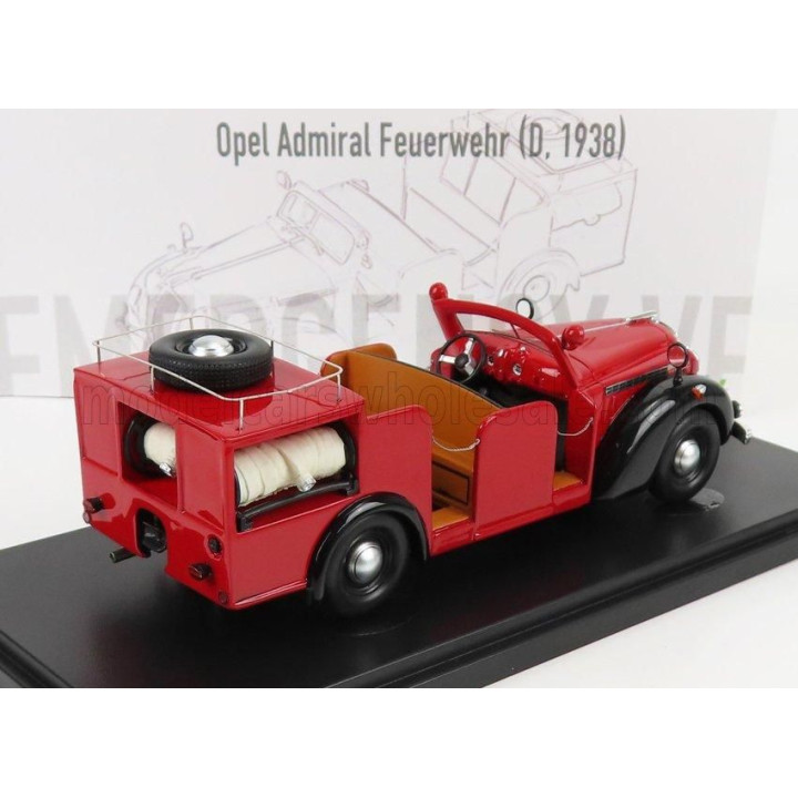 AUTOCULT OPEL ADMIRAL TRUCK FEUERWEHR - FIRE ENGINE GERMANY 1938 - RED 1/43