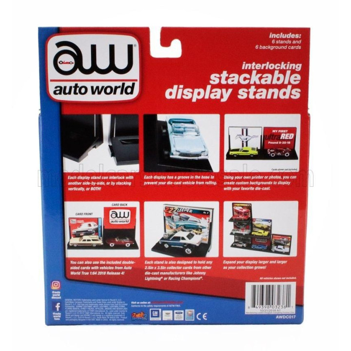 AUTOWORLD ACCESSORIES 6X INTERLOCKING STACKABLE DISPLAY STANDS - BLACK 1/64