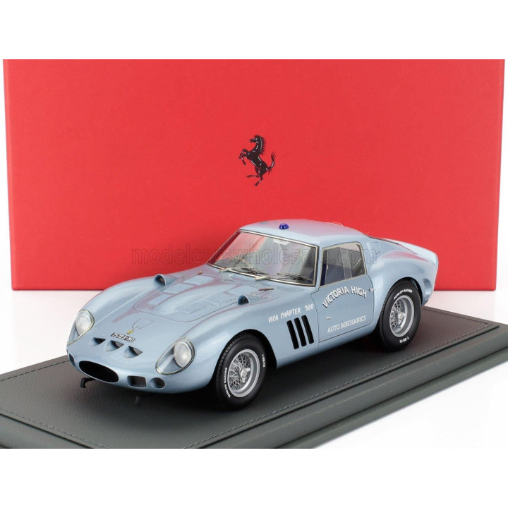 BBR MODELS FERRARI 250 GTO s/n3589 COUPE VICTORIA HIGH SCHOOL 1965 - LIGHT BLUE MET 1/18