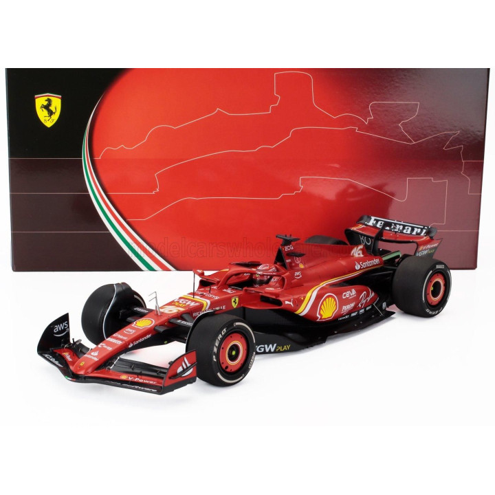 BBR MODELS FERRARI F1  SF-24 TEAM SCUDERIA FERRARI N 16 2nd AUSTRALIAN GP 2024 CHARLES LECLERC - POLYFOAM PACKAGING - RED BLACK 