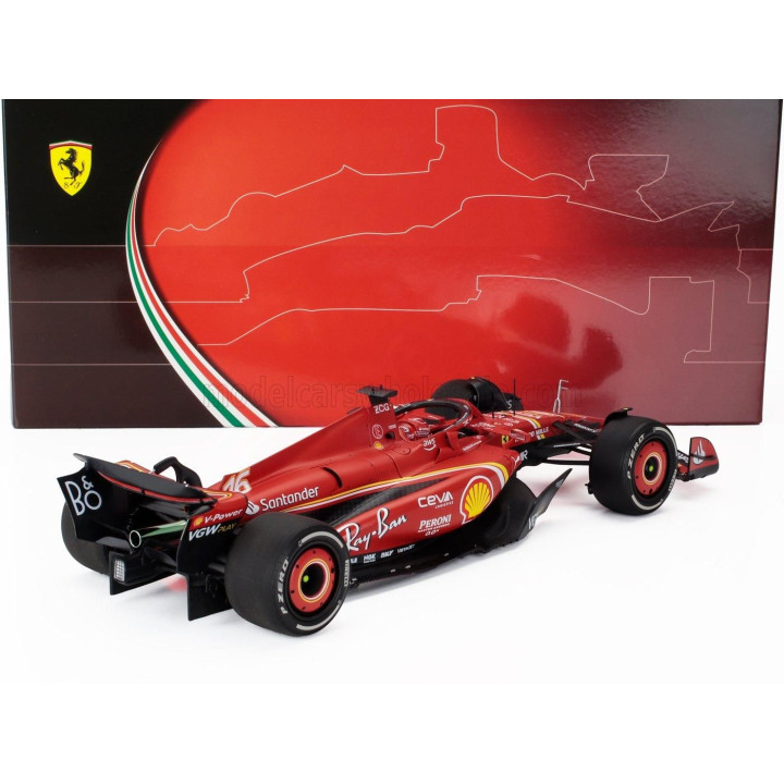 BBR MODELS FERRARI F1  SF-24 TEAM SCUDERIA FERRARI N 16 2nd AUSTRALIAN GP 2024 CHARLES LECLERC - POLYFOAM PACKAGING - RED BLACK 