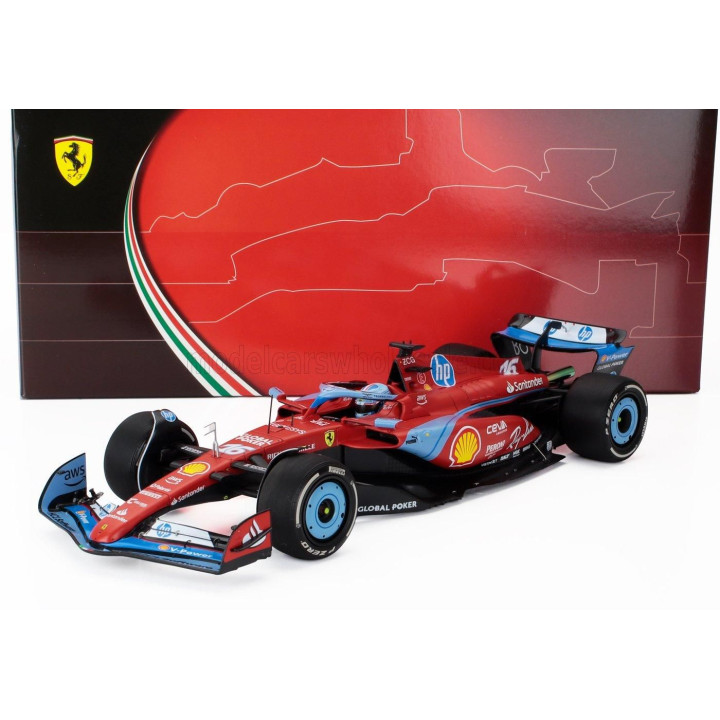 BBR MODELS FERRARI F1  SF-24 TEAM SCUDERIA FERRARI N 16 3rd MIAMI GP 2024 CHARLES LECLERC - POLYFOAM PACKAGING - RED LIGHT BLUE 
