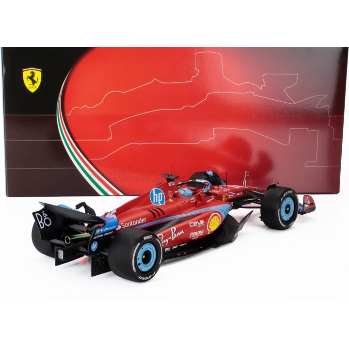 BBR MODELS FERRARI F1  SF-24 TEAM SCUDERIA FERRARI N 16 3rd MIAMI GP 2024 CHARLES LECLERC - POLYFOAM PACKAGING - RED LIGHT BLUE 