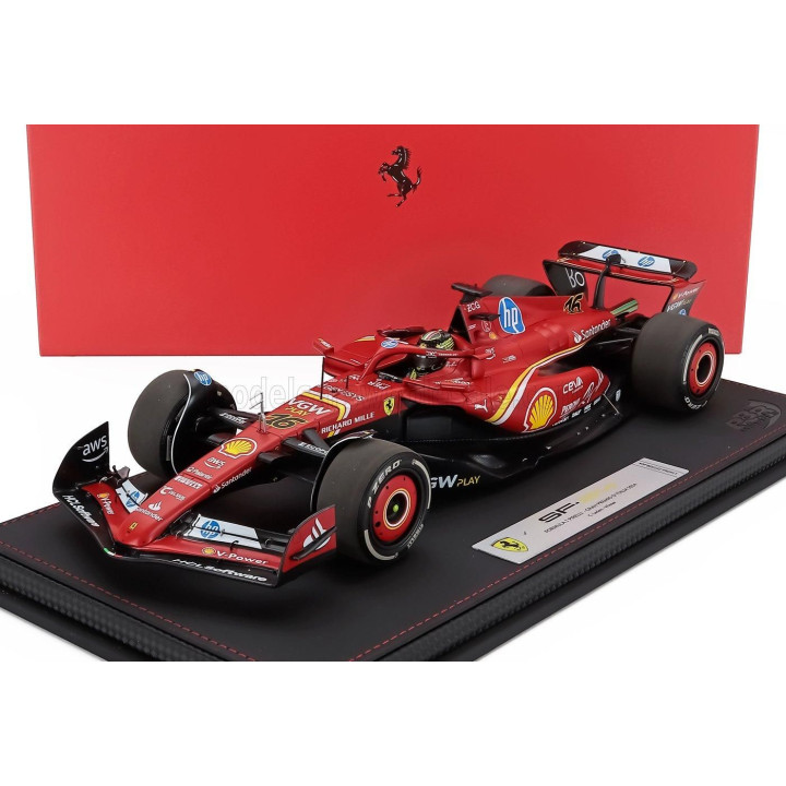 BBR MODELS FERRARI F1  SF-24 TEAM SCUDERIA FERRARI N 16 WINNER MONZA ITALY GP 2024 CHARLES LECLERC - CON VETRINA - WITH SHOWCASE