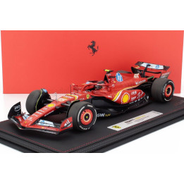 BBR MODELS FERRARI F1  SF-24 TEAM SCUDERIA FERRARI N 55 3rd MONACO GP 2024 CARLOS SAINZ - CON VETRINA - WITH SHOWCASE - RED BLAC