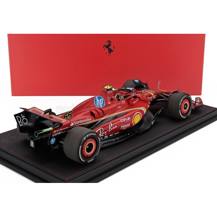 BBR MODELS FERRARI F1  SF-24 TEAM SCUDERIA FERRARI N 55 MONZA ITALY GP 2024 CARLOS SAINZ - CON VETRINA - WITH SHOWCASE - RED BLA