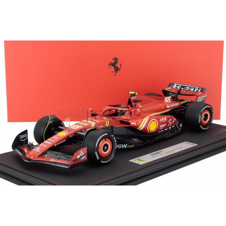 BBR MODELS FERRARI F1 SF-24 TEAM SCUDERIA FERRARI N 55 WINNER AUSTRALIAN GP 2024 CARLOS SAINZ - CON VETRINA - WITH SHOWCASE - RE