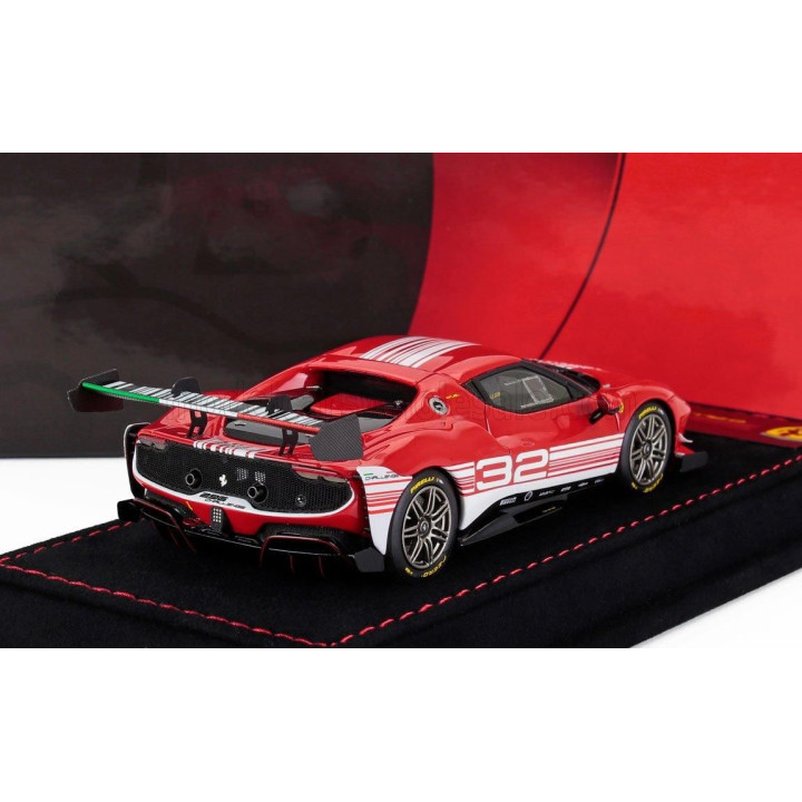 BBR MODELS FERRARI 296 GT3 3.0L TWIN TURBO V6 CHALLENGE N 32 FINALI MONDIALI MUGELLO ITALY 2023 - RED WHITE 1/43