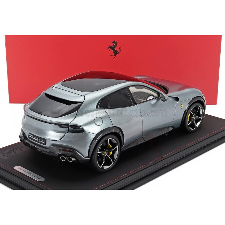 BBR MODELS FERRARI PUROSANGUE SUV PANORAMIC ROOF 2022 - CON VETRINA - WITH SHOWCASE - GRIGIO TITANIO - GREY 1/18