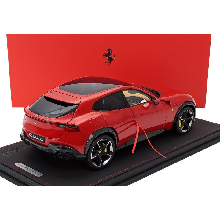BBR MODELS FERRARI PUROSANGUE SUV PANORAMIC ROOF 2022 - CON VETRINA - WITH SHOWCASE - ROSSO CORSA - RED 1/18