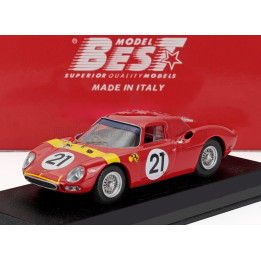 BEST MODEL FERRARI 250LM 3.3L V12 COUPE N 21 WINNER ZOLDER LIMBURG GP 1965 LUCIEN BIANCHI - RED YELLOW 1/43