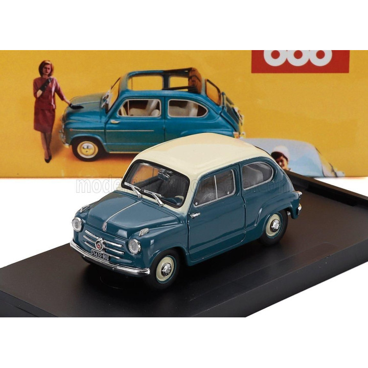 BRUMM FIAT 600 BERLINA 1-SERIES 1955 - BLU CHIARO - BLUE IVORY 1/43