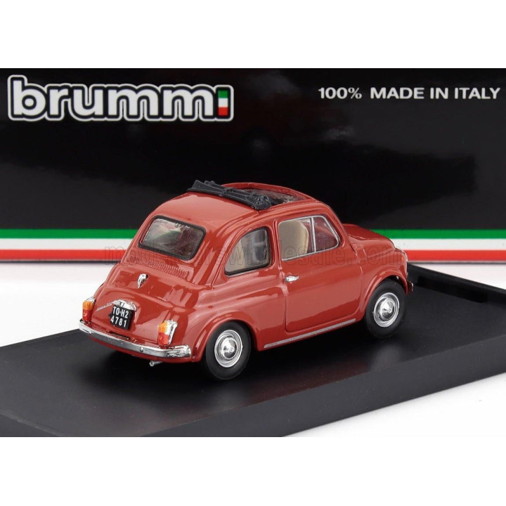 BRUMM FIAT 500F TETTO APERTO - OPEN 1965 - ROSSO CORALLO CHIARO - RED 1/43