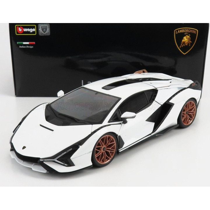 BURAGO LAMBORGHINI SIAN FKP 37 HYBRID 2020 - WHITE BLACK 1/18