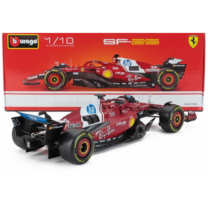 BURAGO FERRARI F1  SF-25 TEAM SCUDERIA FERRARI N 16 SEASON 2025 CHARLES LECLERC - RED 1/18