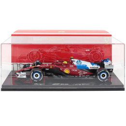 BURAGO FERRARI WITH SHOWCASE - F1  SF-25 TEAM SCUDERIA FERRARI HP N 44 MIAMI GP 2025 LEWIS HAMILTON - RED WHITE BLUE 1/18