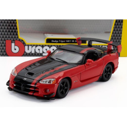 BURAGO DODGE VIPER SRT-10 COUPE 2003 - WITH RED LINE - RED BLACK 1/24