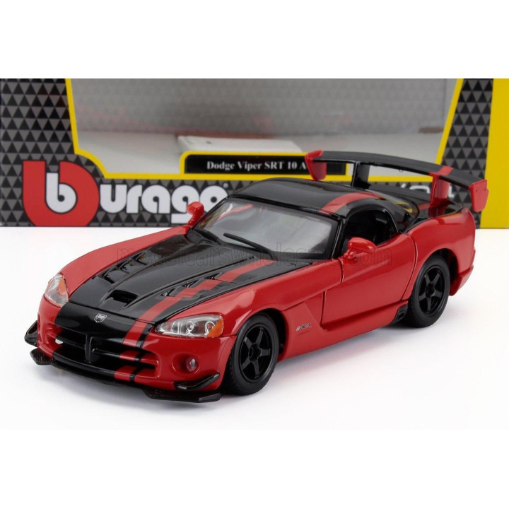 BURAGO DODGE VIPER SRT-10 COUPE 2003 - WITH RED LINE - RED BLACK 1/24