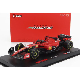 BURAGO FERRARI F1  SF-23 TEAM SCUDERIA FERRARI N 55 SEASON 2023 CARLOS SAINZ - WITH PILOT AND SHOWCASE - EXCLUSIVE CARMODEL - RE