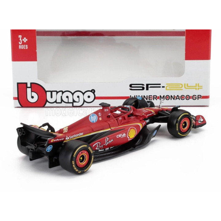 BURAGO FERRARI F1  SF-24 TEAM SCUDERIA FERRARI N 16 WINNER MONACO GP 2024 CHARLES LECLERC - RED BLACK 1/43